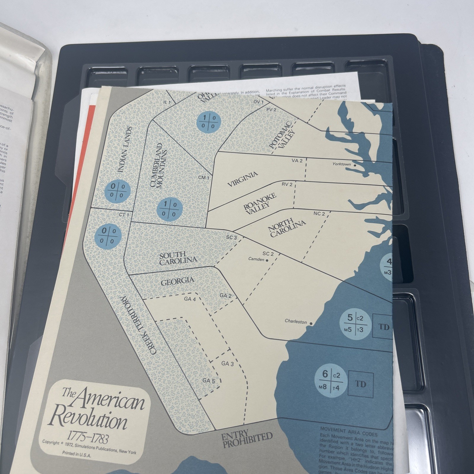 SPI GAMES THE AMERICAN REVOLUTION 1972 Historical Simulation Flat Tray UNPUNCHED