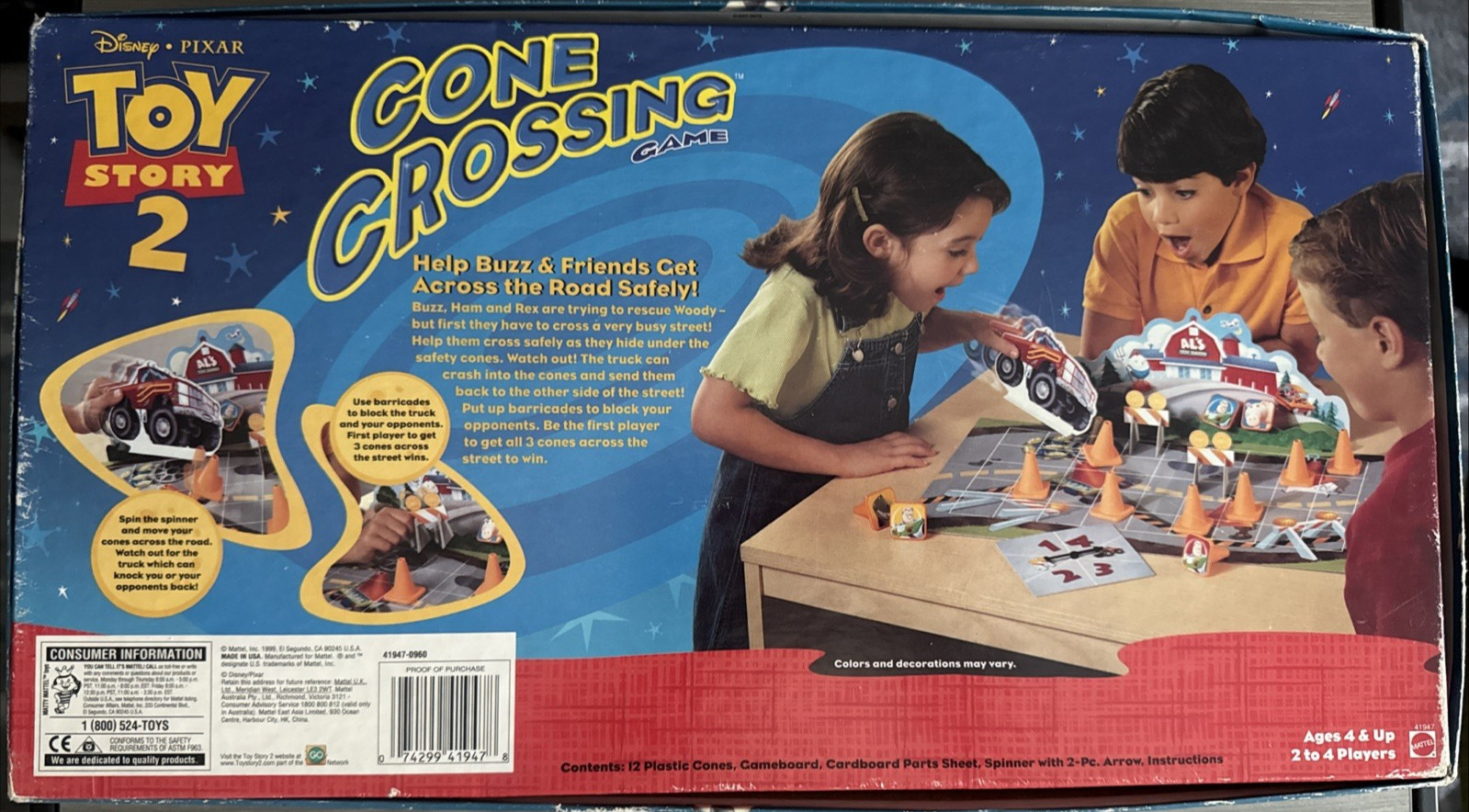 Toy Story 2 Cone Crossing Board Game 1999 Disney Pixar Complete GUC