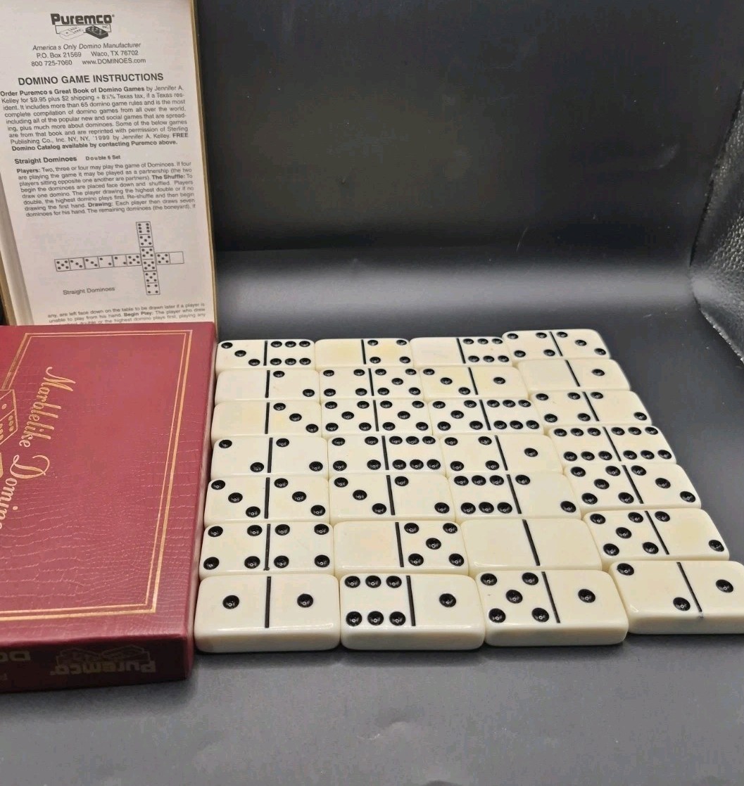 Vintage Puremco Texas Longhorns Dominoes Set Professional Extra Thick Double 6