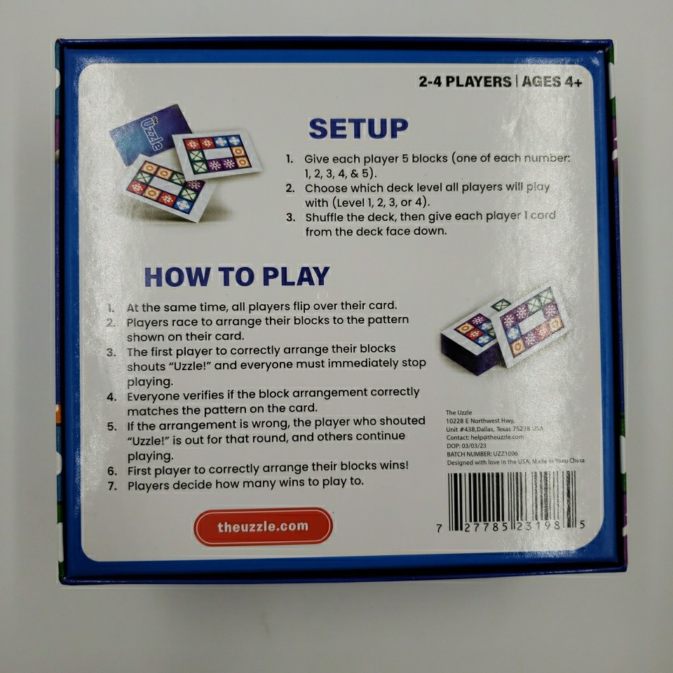 The Uzzle Family Block Puzzle Game for Children 4 and UP to Adult Educational