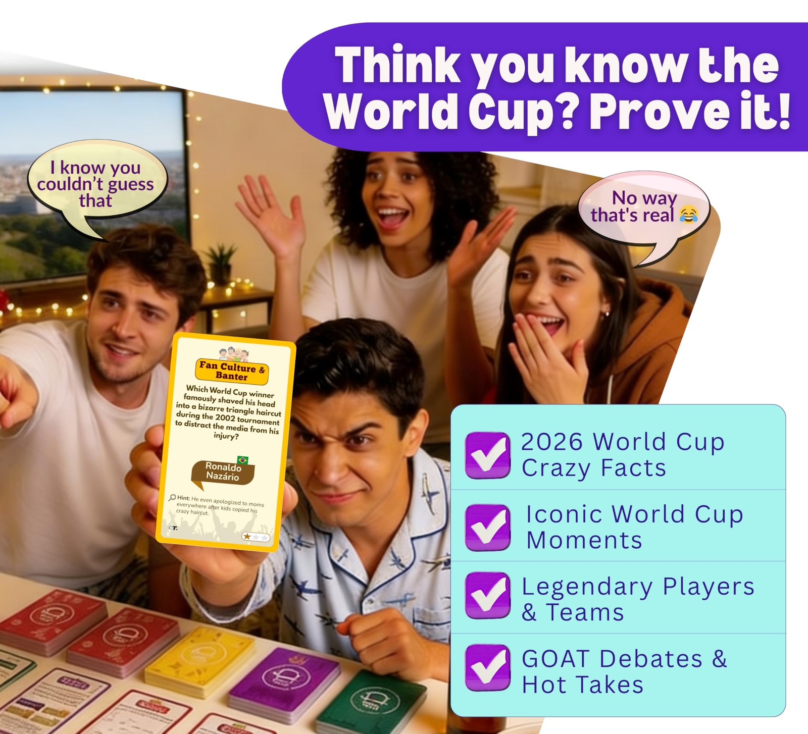 2026 World Cup Soccer Trivia Card Game, Nations & Icons – 150 Quiz Questions,…