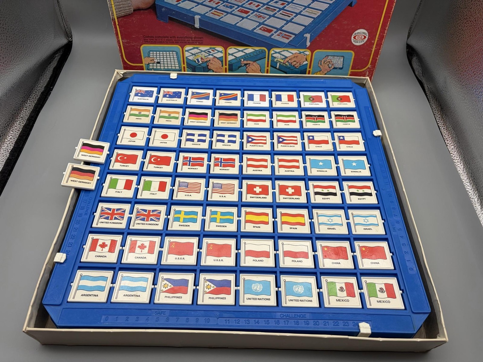 Vintage 1970s Match II Memory Board Game Ideal World Flags Maps Geography READ