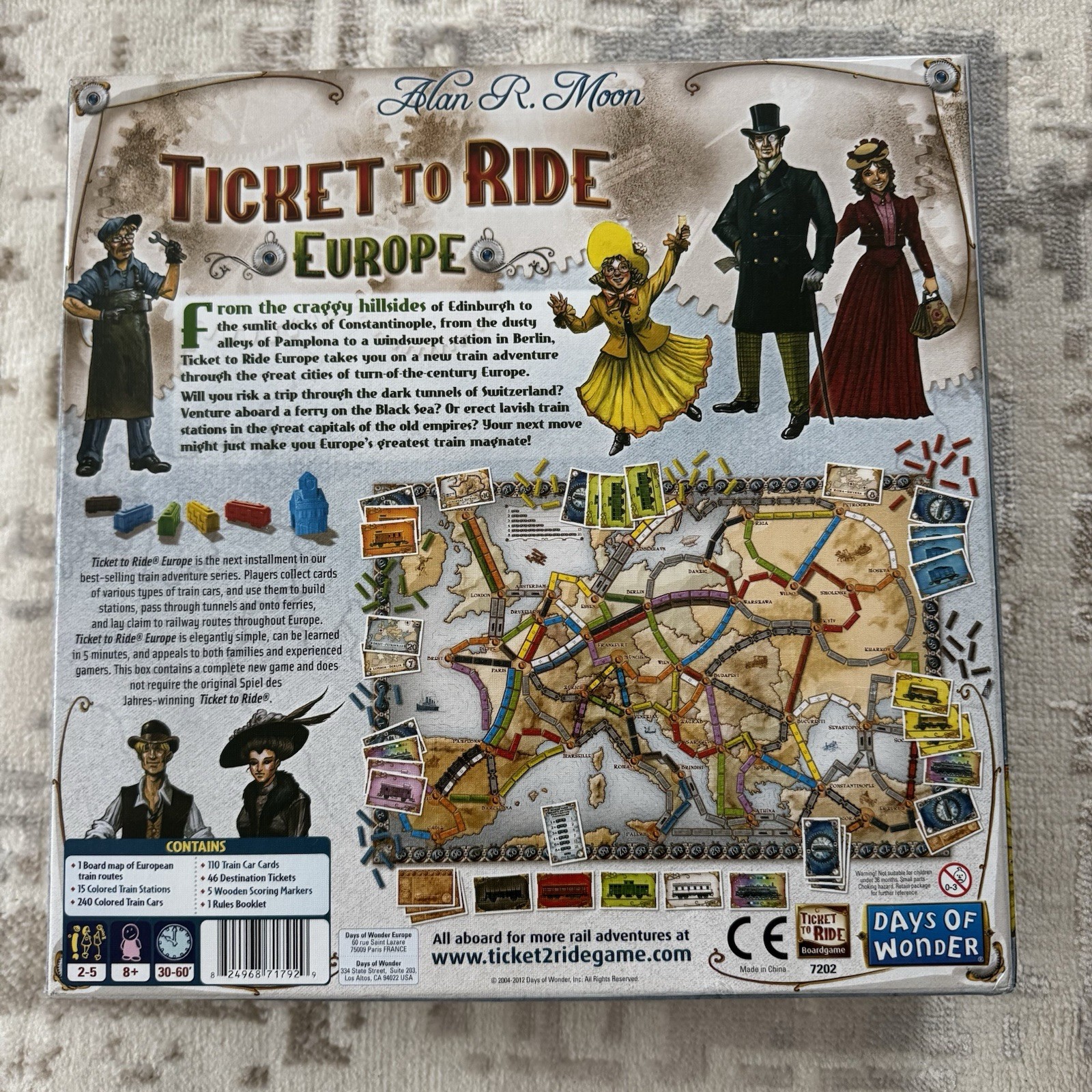 Days of Wonder Alan R. Moon Ticket To Ride Europe board game Complete