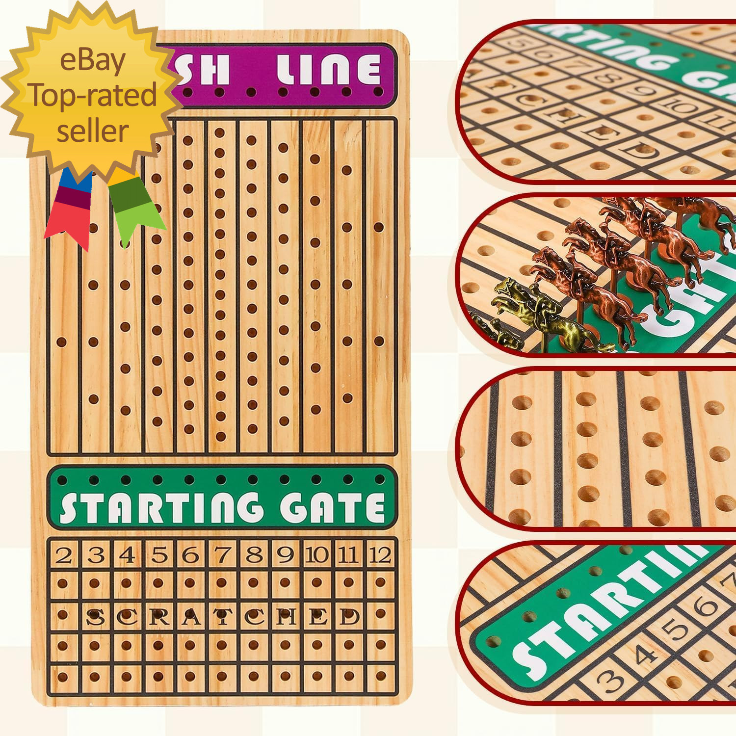 Horse Race Board Game with 11 Luxury Metal Horses 4 Dice 2 Card Boxes Thickened