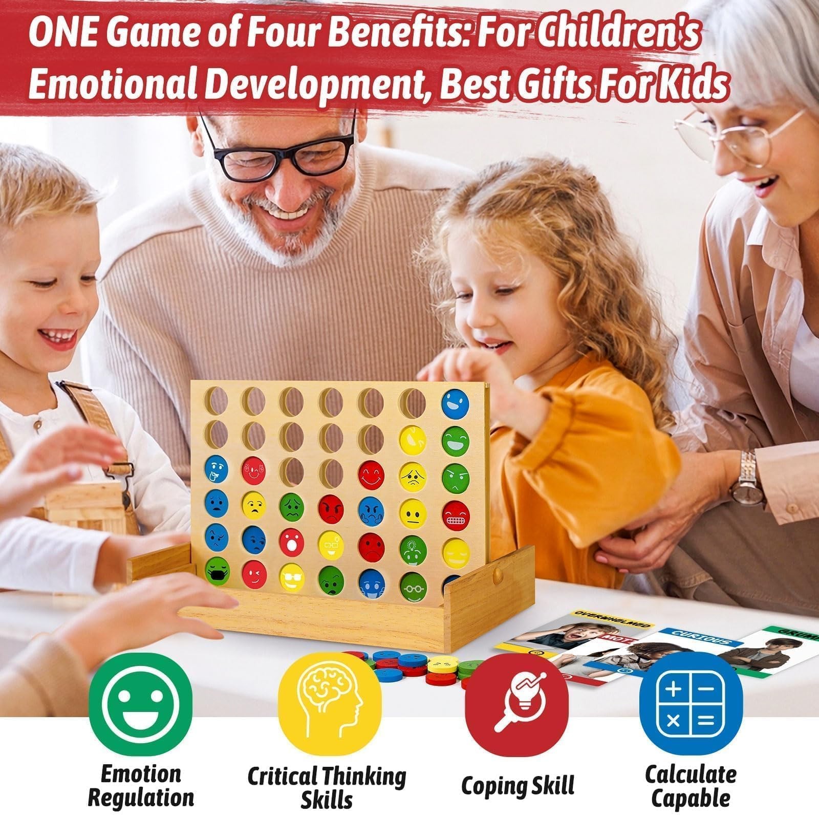 Social Emotional Learning Therapy Games for Kids, w/56 Emotion Cards, Connect…