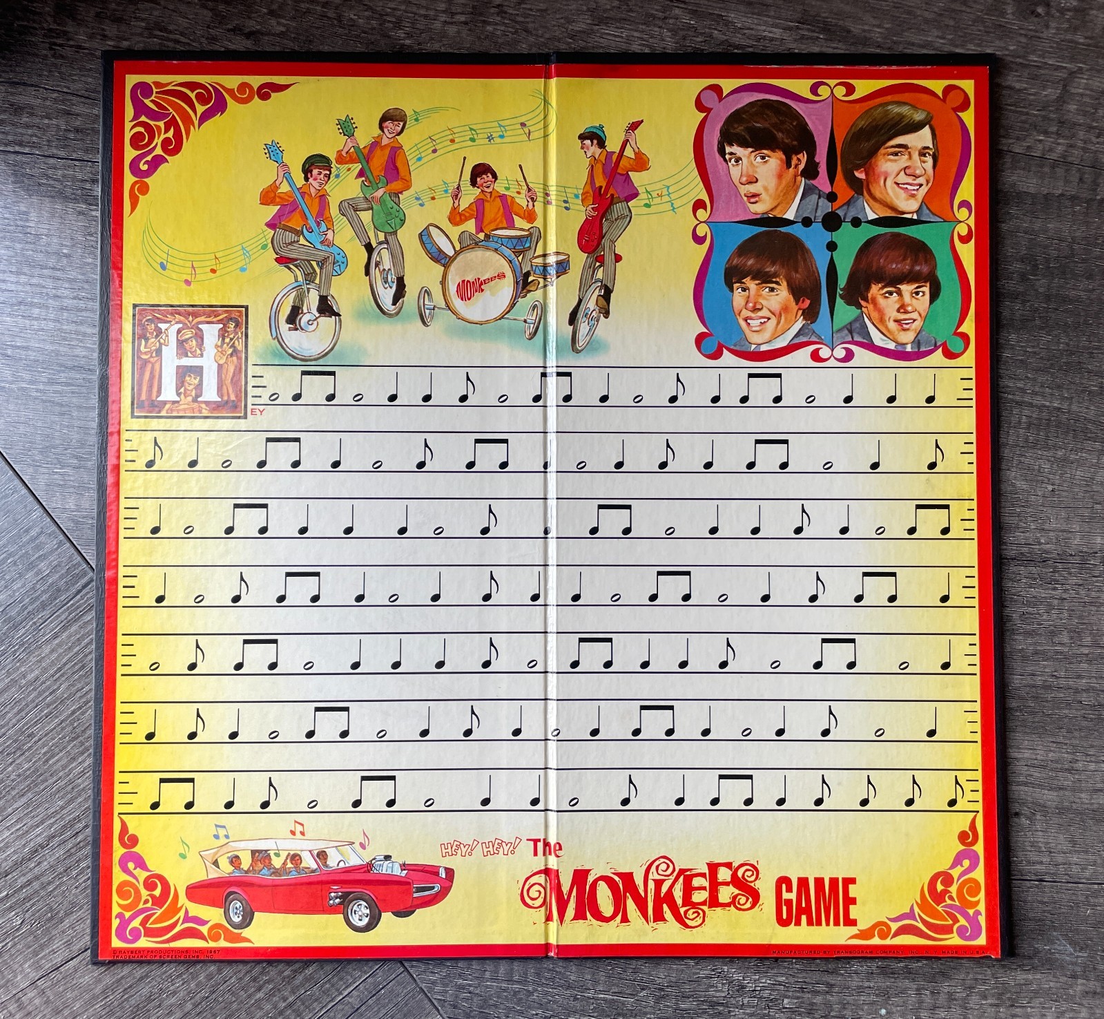 Transogram Monkees Board Game 1967 RARE Guitar Version VHTF – 100% COMPLETE!!!