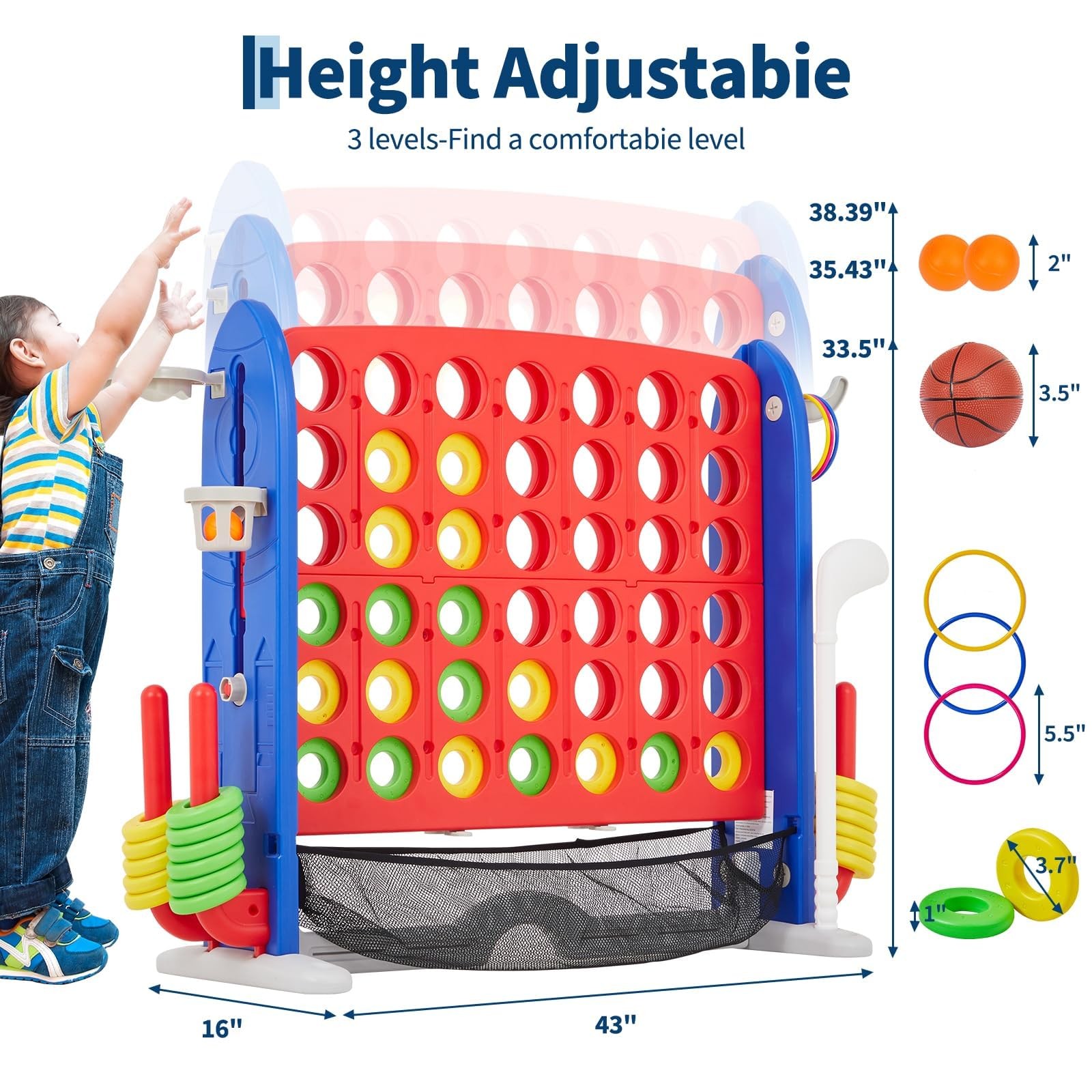 Garveelife 4 In A Row Tabletop Game 3.6 Ft 4 To Score Game For Indoor/Outdoor