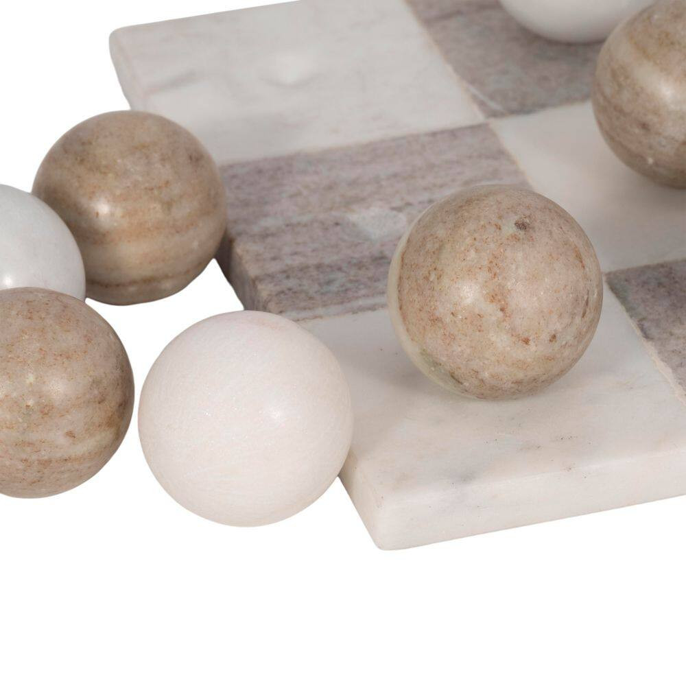 Ivory 9 In. X 3 In. Stone Tic Tac Toe Decorative Game Set