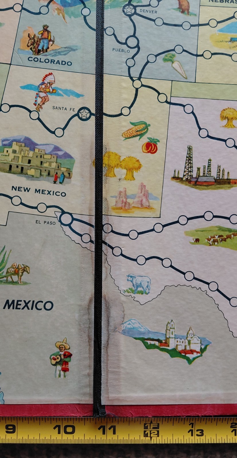 Antique 1952 ACROSS THE CONTINENT GAME BOARD ONLY PARKER BROTHERS 3-Fold USA