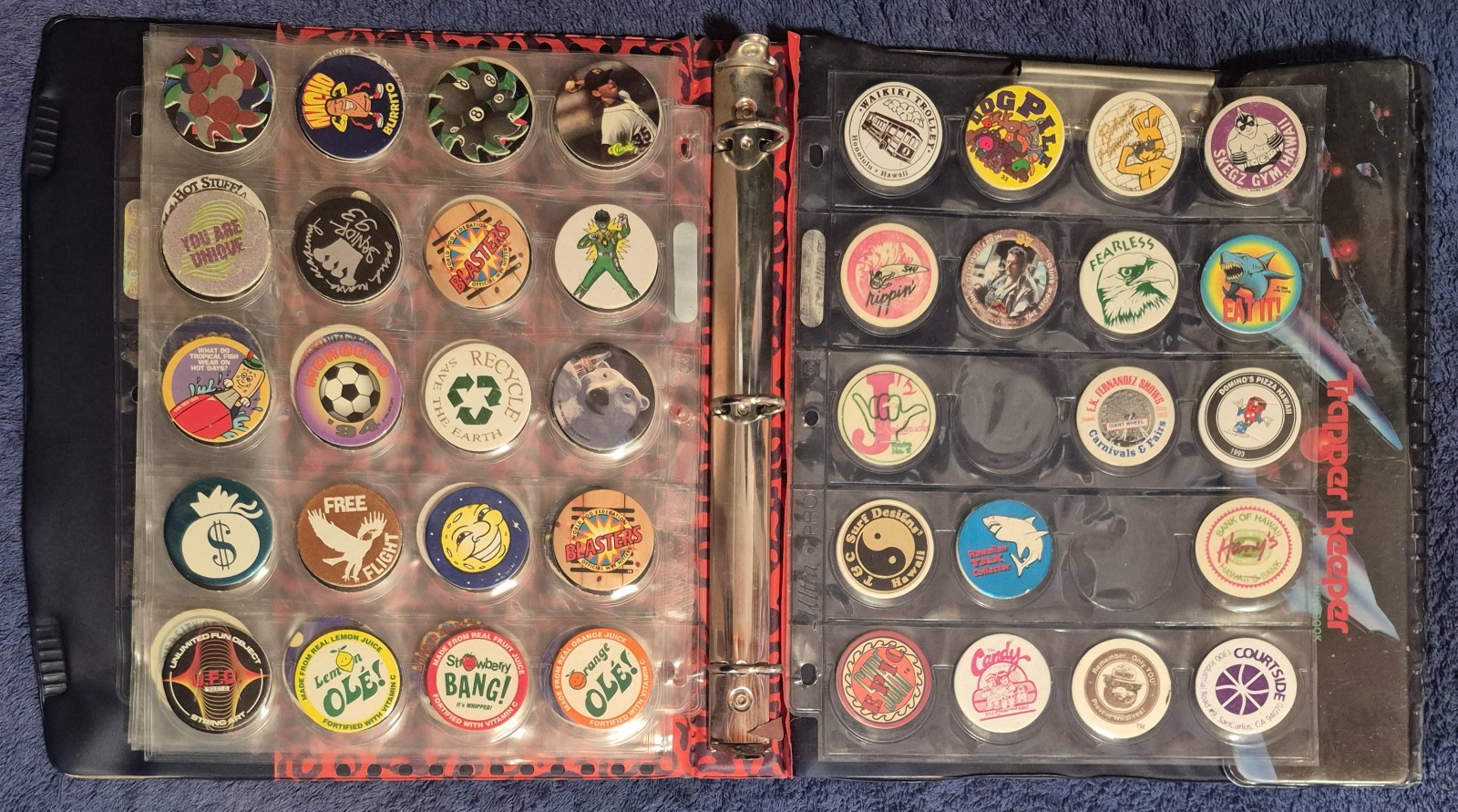 POGS LOT 229 TOTAL IN POCKET PAGES + TRAPPER KEEPER BINDER JOTS SNAPS CAPS