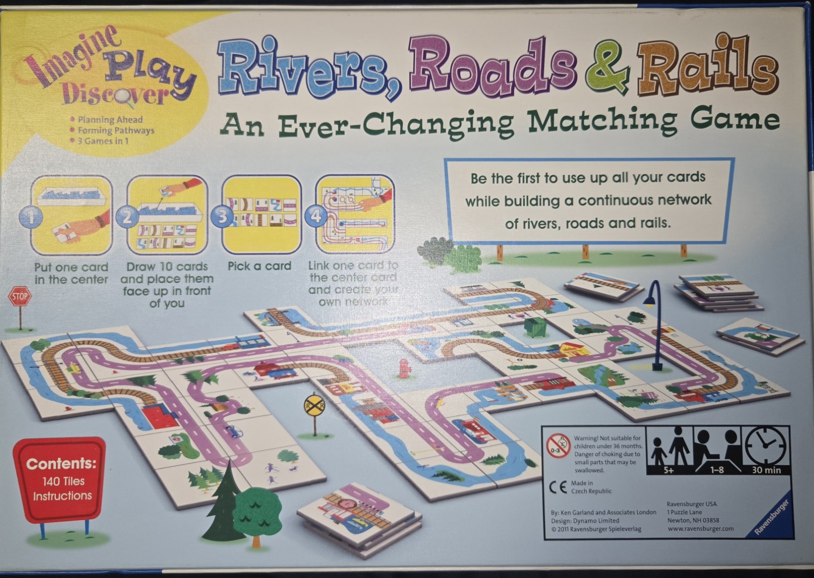 Ravensburger Rivers, Roads & Rails • Classic Tile Matching Game • 2011 Edition