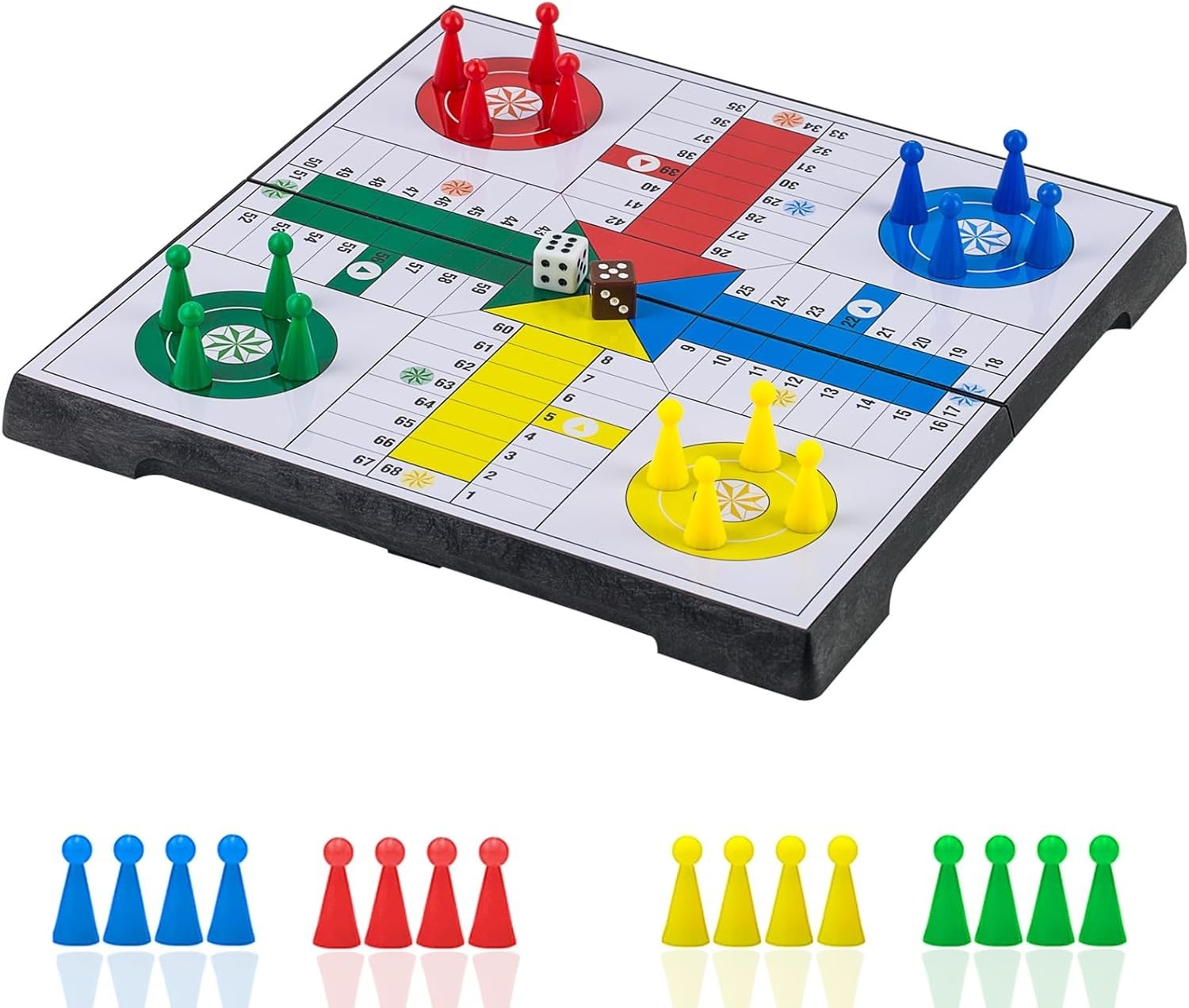 Ludo Game Board Set -9.5”, Magnetic Folding Travel Classic Strategy Game Roun…
