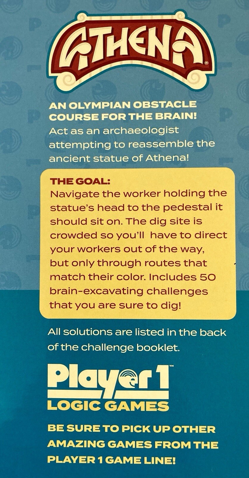 ATHENA Single Player Logic Game, 50 Challenges & Puzzle Player 1 Logic Games