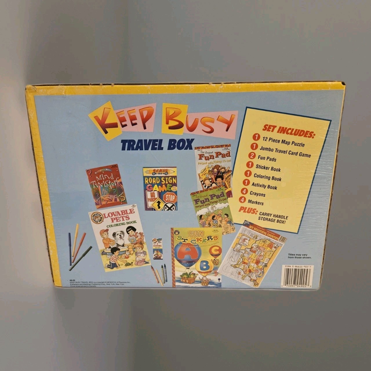 Keep Busy Travel Box Fun on the Run Coloring Book Puzzles Fun Pads Stickers NEW