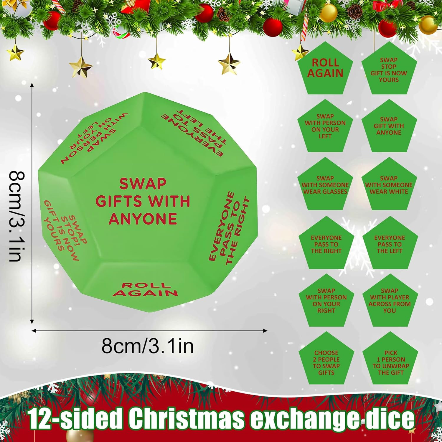2025 New-Santa Swap Gift Exchange Dice,3 * 3In Exchange Gifts Family Game,Stocki