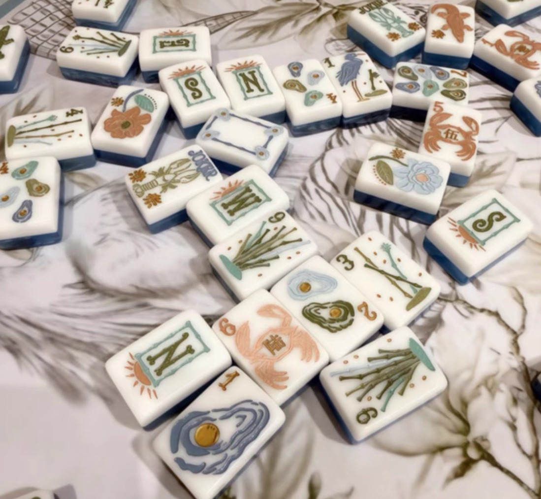 New high-end Blue Ocean Wave Tone🌊 American Mahjong Tiles set ,160 tiles+ Bag