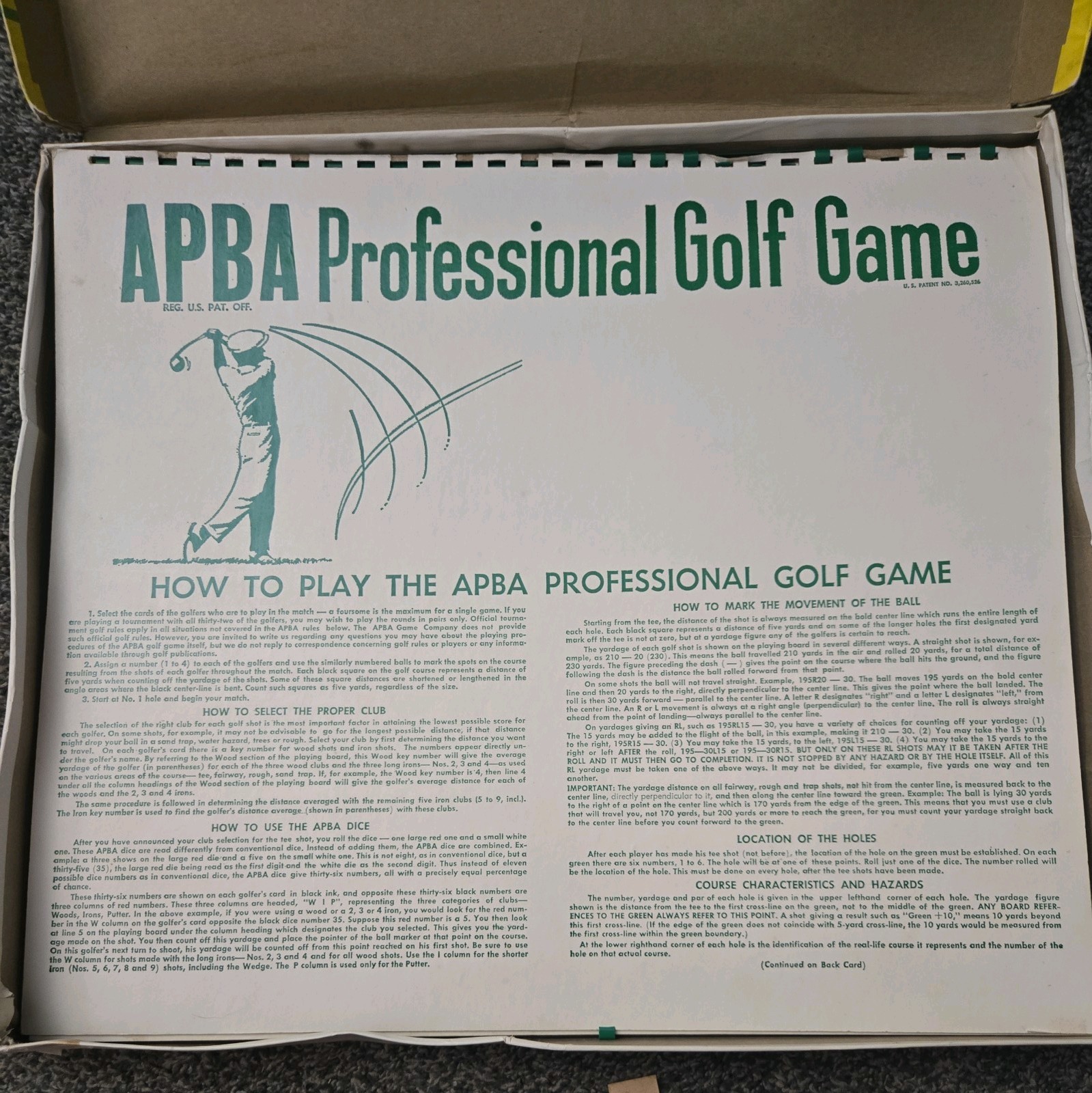 APBA Professional Golf Game 32 Holes, Vintage PGA Course Design Lots Of Pieces