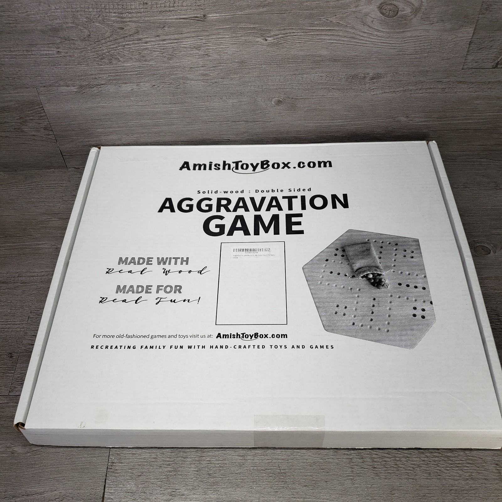 Oak Hand-painted Double-sided Aggravation Game Board, 16″ Amish Wood
