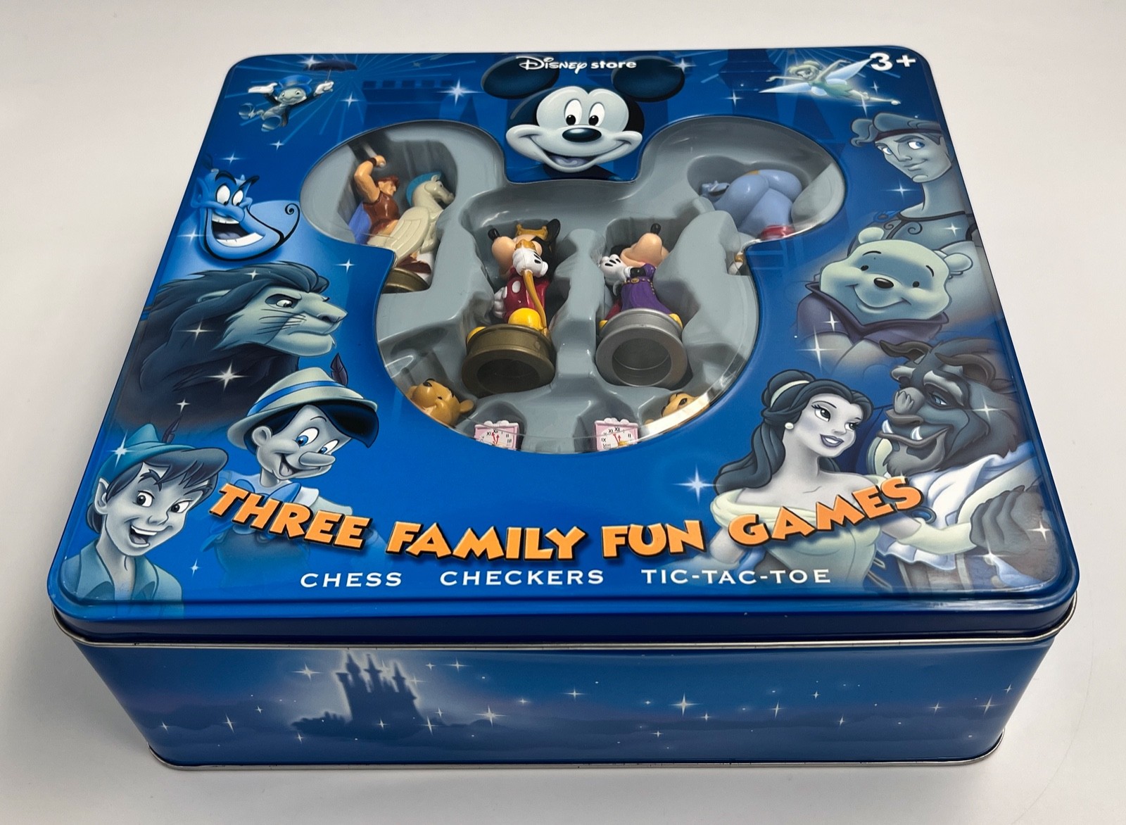 Disney Store Three Family Games Chess Checkers Tic Tac Toe Collector’s Tin