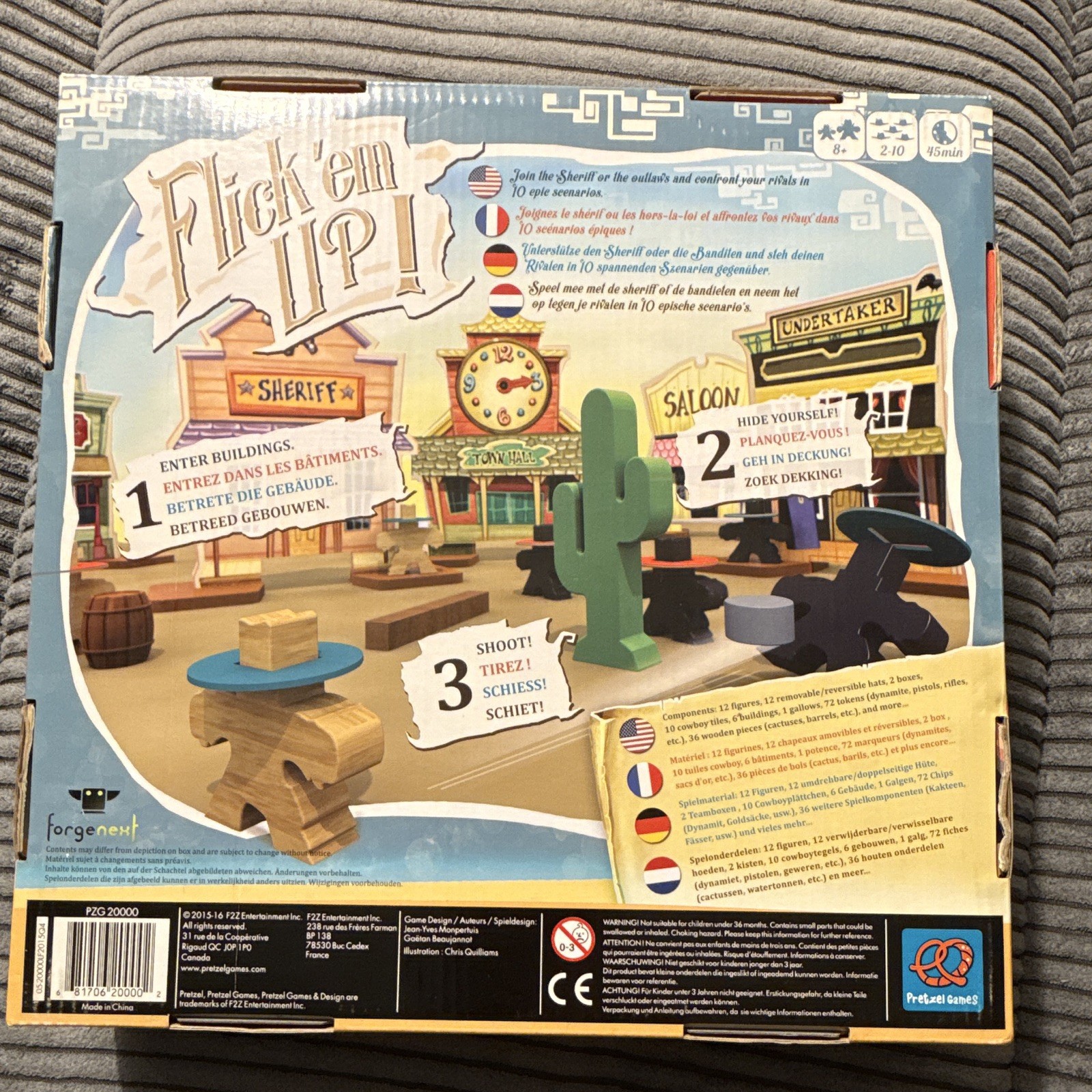 Flick ’em Up! Board Game Original Wooden Crate Version 2015 2-10 8+ Complete