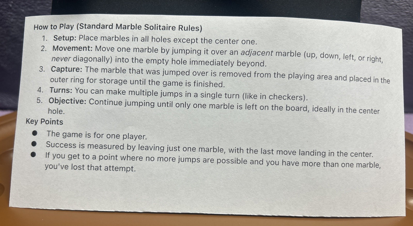Vtg Semiprecious Stone Marble Solitaire Game 36 1” Stone Marbles 16” Board