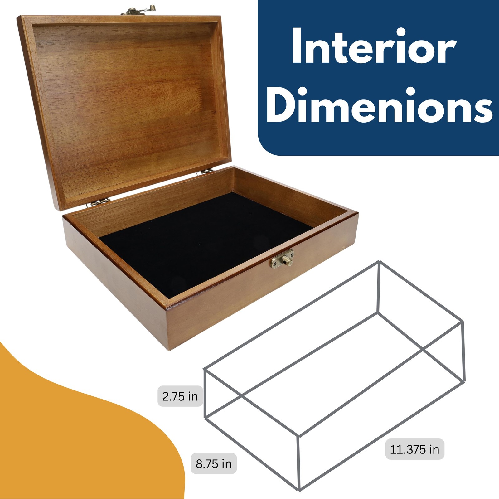WE Games Old World Wooden Box with 12.125 x 9.625 x 3 inches, Walnut Finish