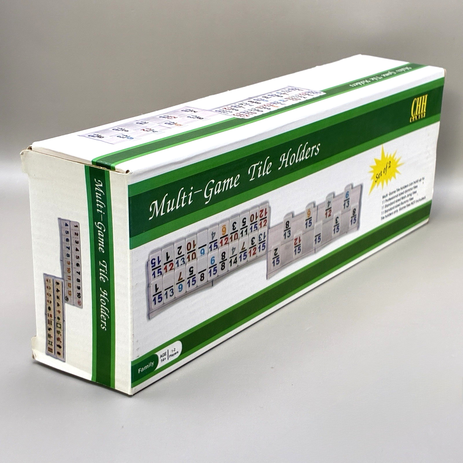 Rummy Mah Jong Tile Holder Set of 4 Clear Acrylic Trays Domino Racks NEW IN BOX