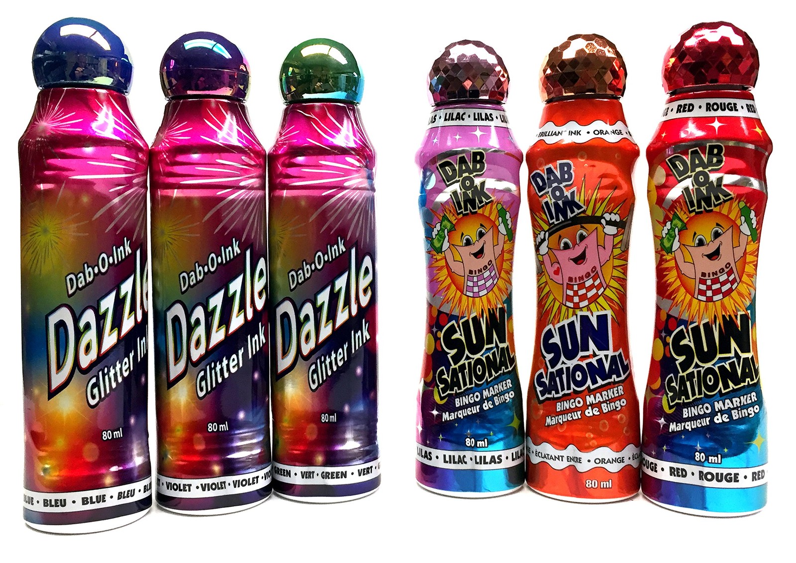 Bingo Dauber Set! – 3 Dazzle Glitter & 3 Ultra Bright Sunsational Ink Dabbers