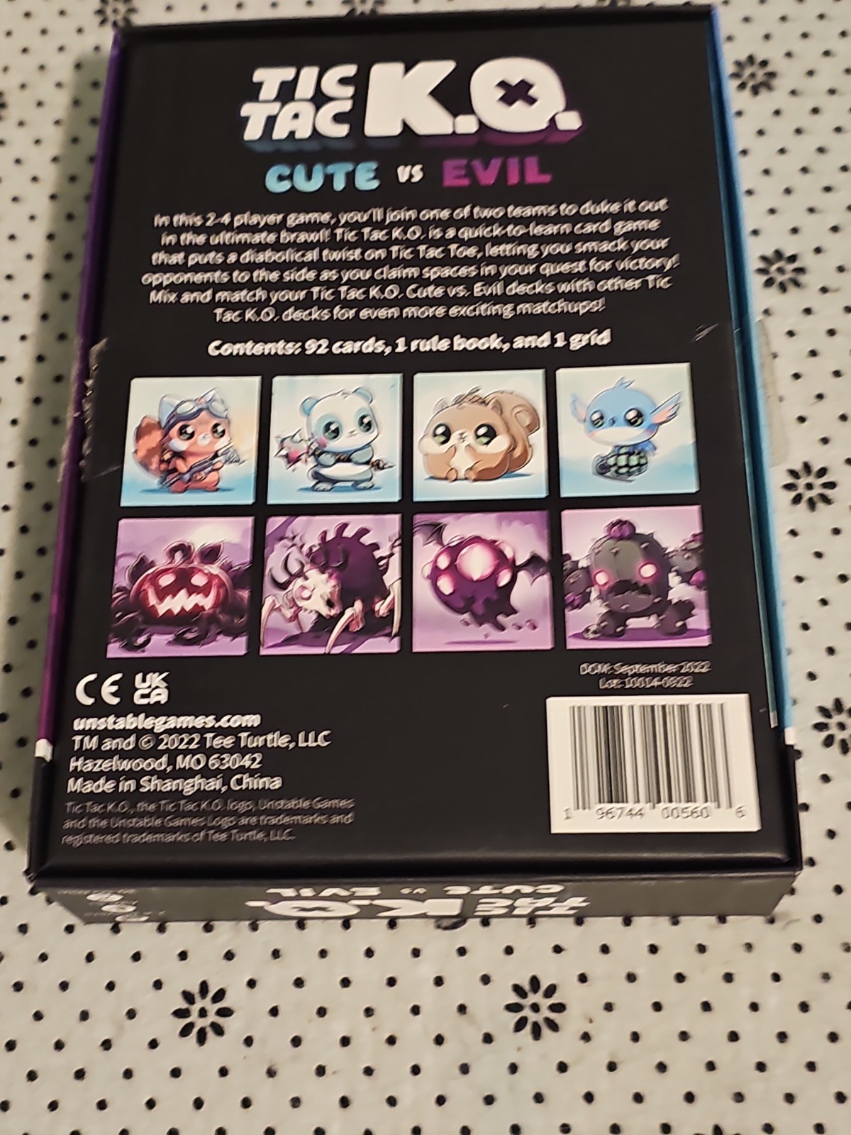 New Tic Tac KO Cute vs Evil Card Game 8+ K.O. 2-4 Players Unstable Used