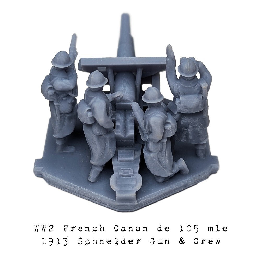 WW2 French Canon de 105 mle 1913 Schneider Gun & Crew Artillery | 15mm, 1/72