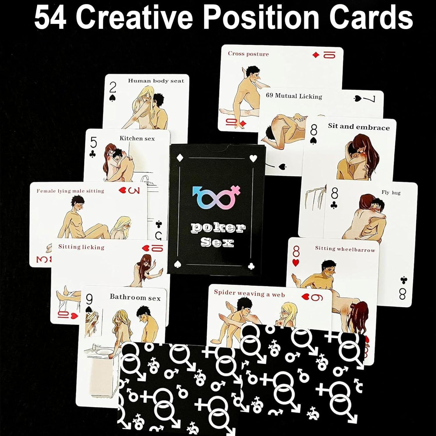 Sex Cards Sex Dice Set Couples Games – 54 Positions Cards Sex Game with 2 Glow S