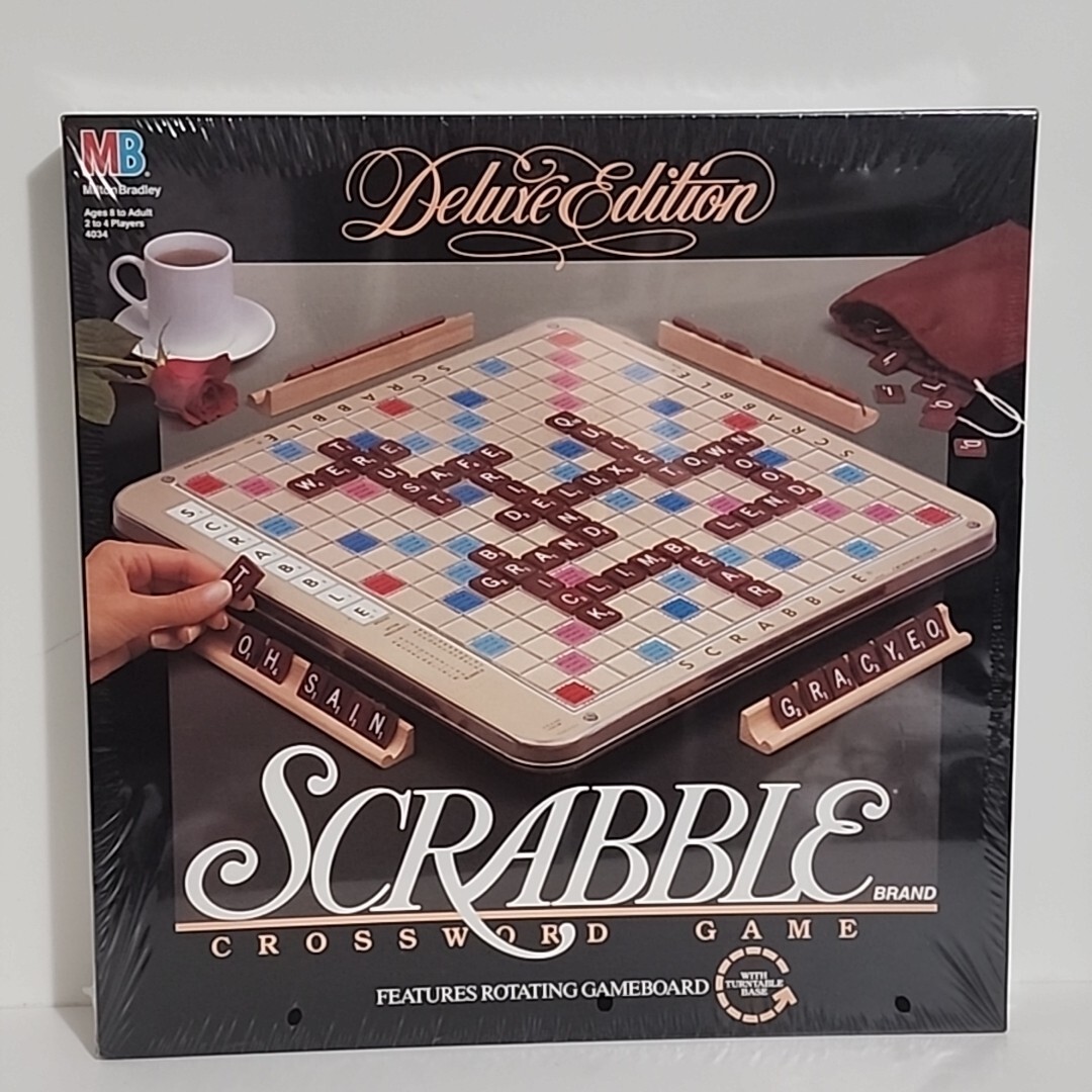 Scrabble Crossword Game Deluxe Edition Turntable 4034 1989 Milton Bradley Sealed