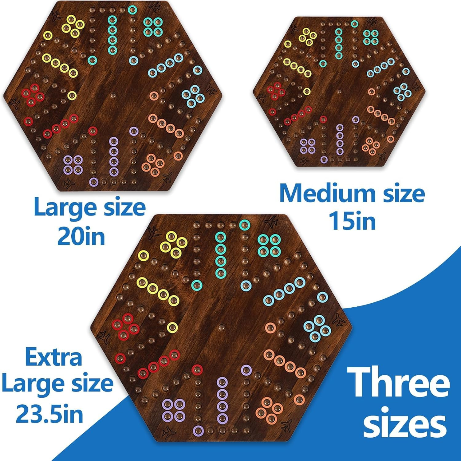 Marble Board Game, 15″ Double-Sided Painted Wooden Waho Speed Trackway Board