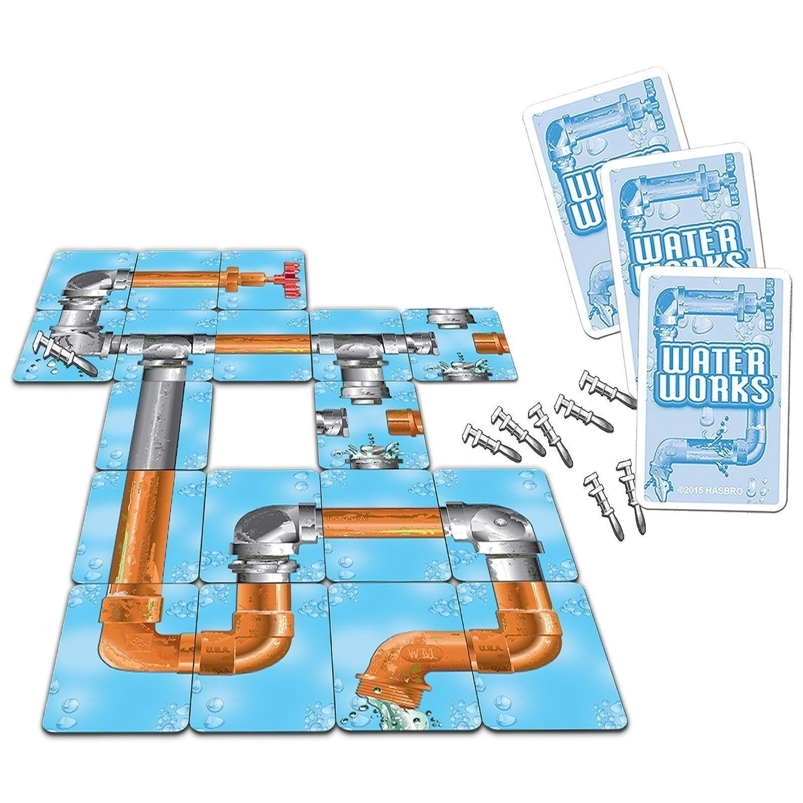 Winning Moves Games Classic Waterworks USA, Leaky Pipe Card Game