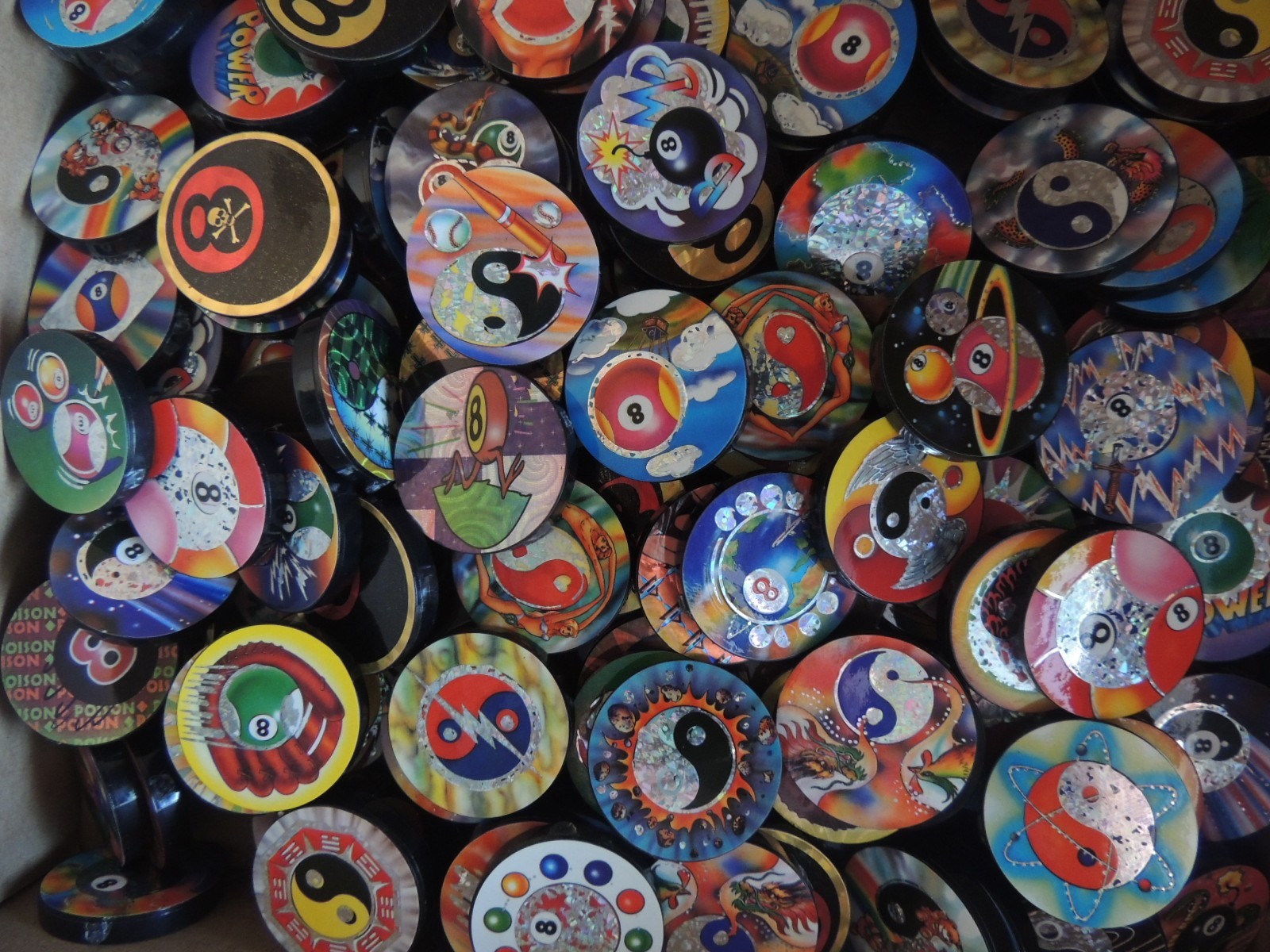 POGS SLAMMERS VTG 90’S CUSTOM PLAYERS KIT 100 GAME PIECES + 4 1/4 INCH SLAMMERS