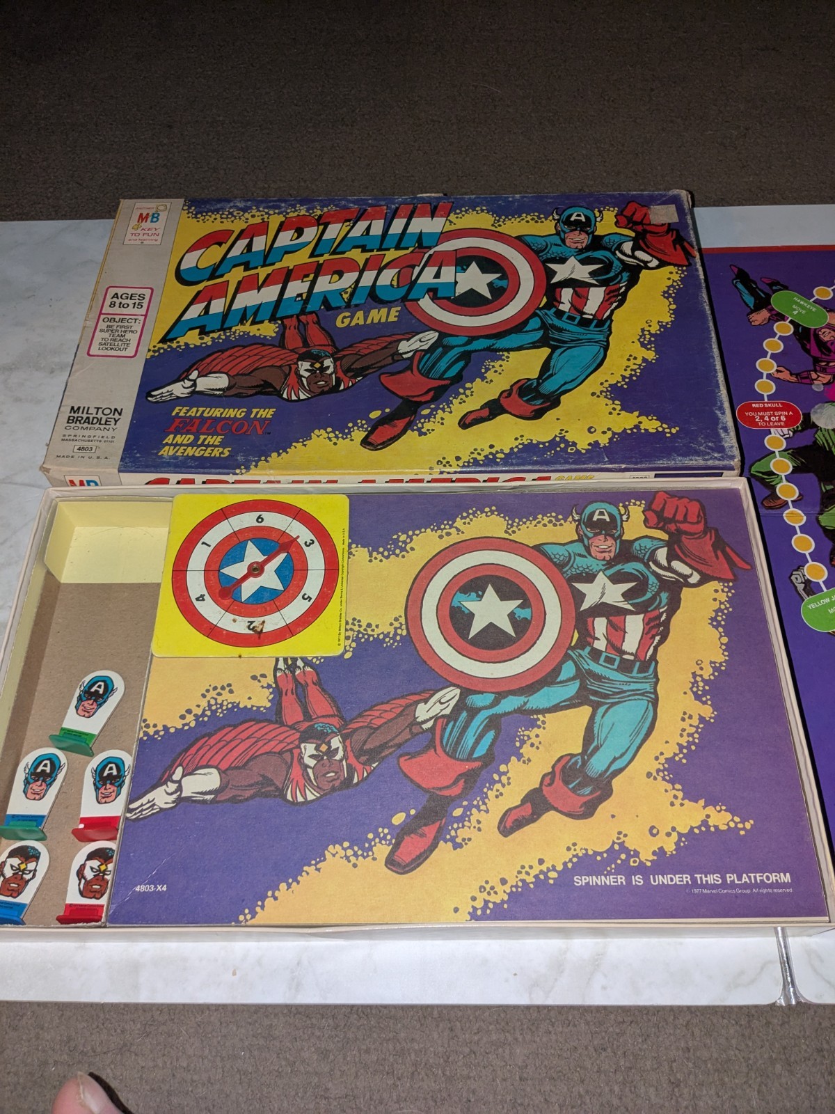 Captain America Board Game Vintage 1977 Milton Bradley Falcon Avengers Marvel