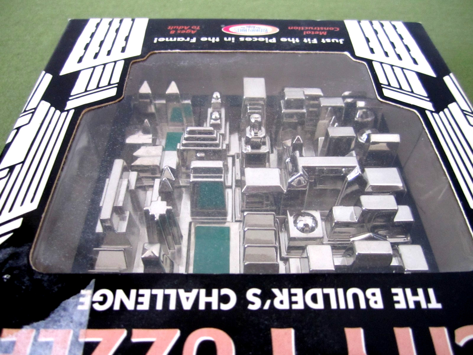 Vintage 2002 Binary Arts CITY BUILDERS CHALLENGE Metal Puzzle Desk Toy Complete