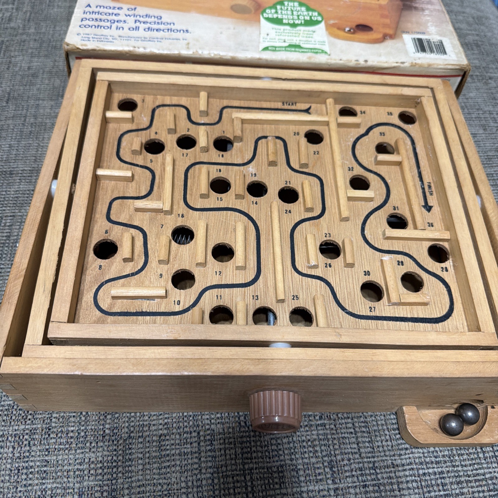 Vintage Labyrinth Game by Pavilion 1987 with Tray and 2 Metal Marbles