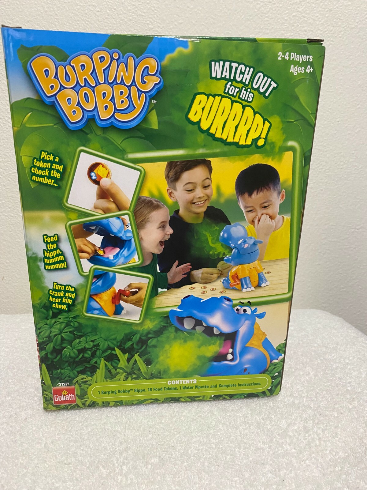 BURPING BOBBY (WATCH OUT FOR HIS BURRRP!) HIPPOPTAMUS GAME NIB, GOLIATH