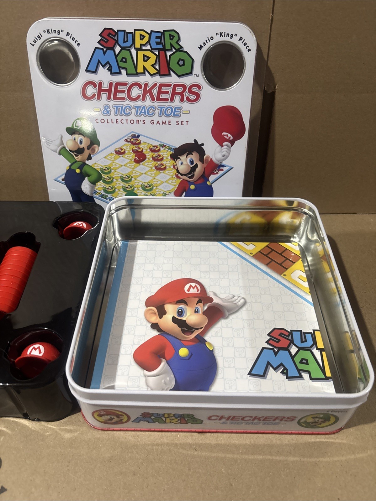 USAopoly Super Mario Vs Luigi Checkers And TTT Game Set Nintendo Open Never Used