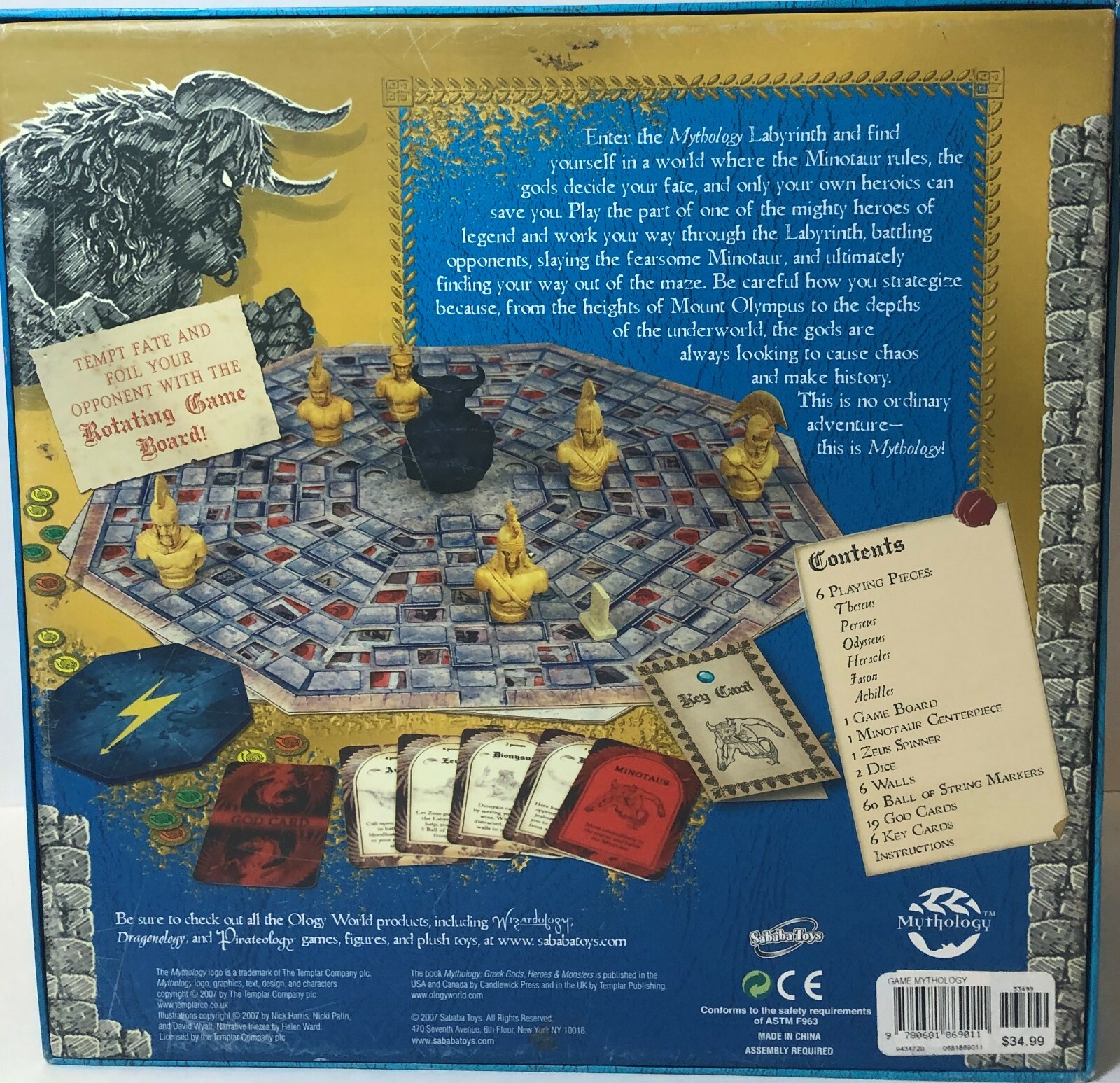 Mythology Board Game Ology Series Sababa Toys 2007 Missing Instr. & Ball of stri