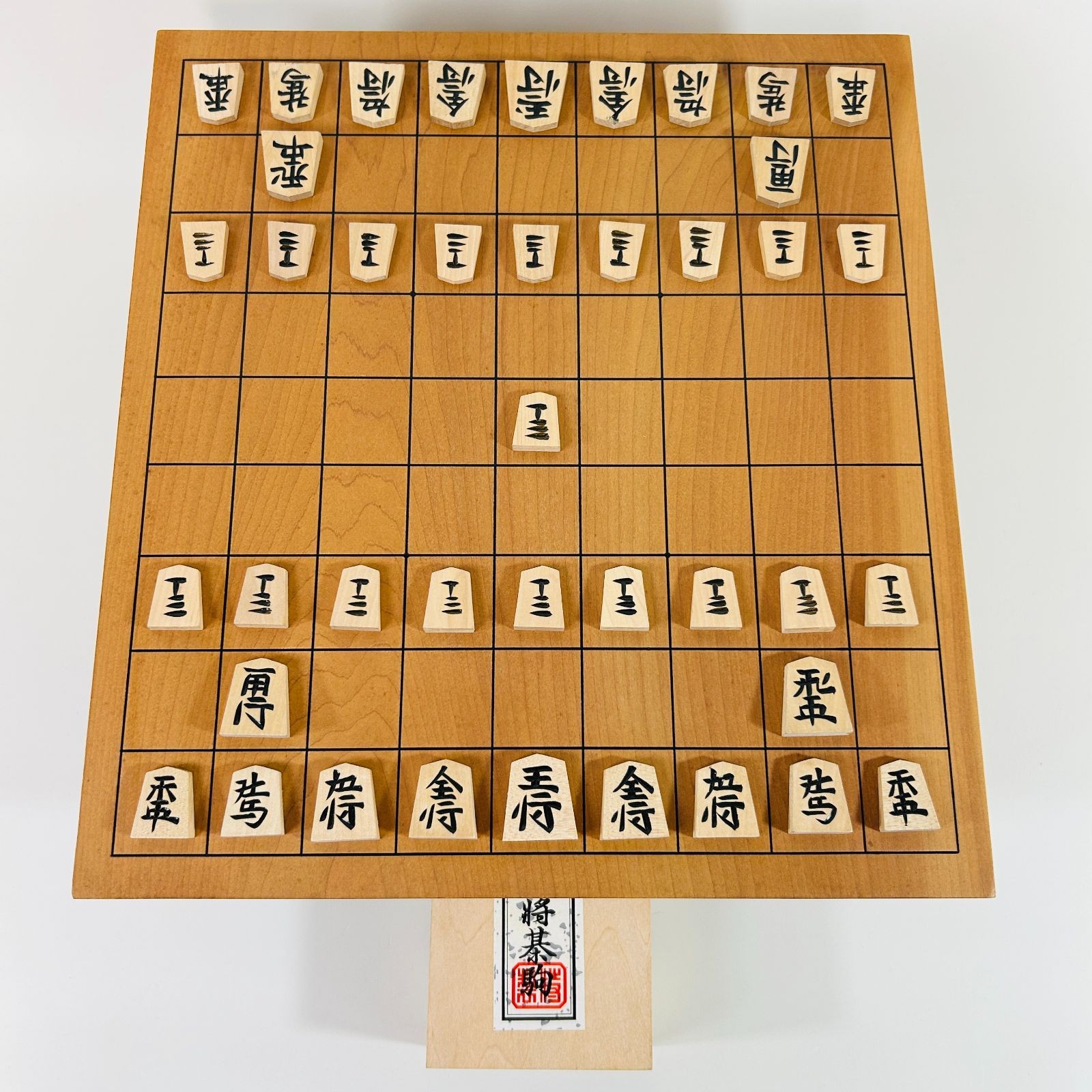 Natural Wood Black Carved Shogi Playable Set
