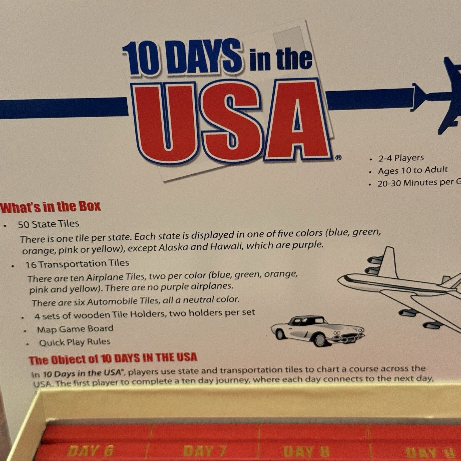 10 Days In The USA Strategy Board Game Of Making Connections Out Of The Box
