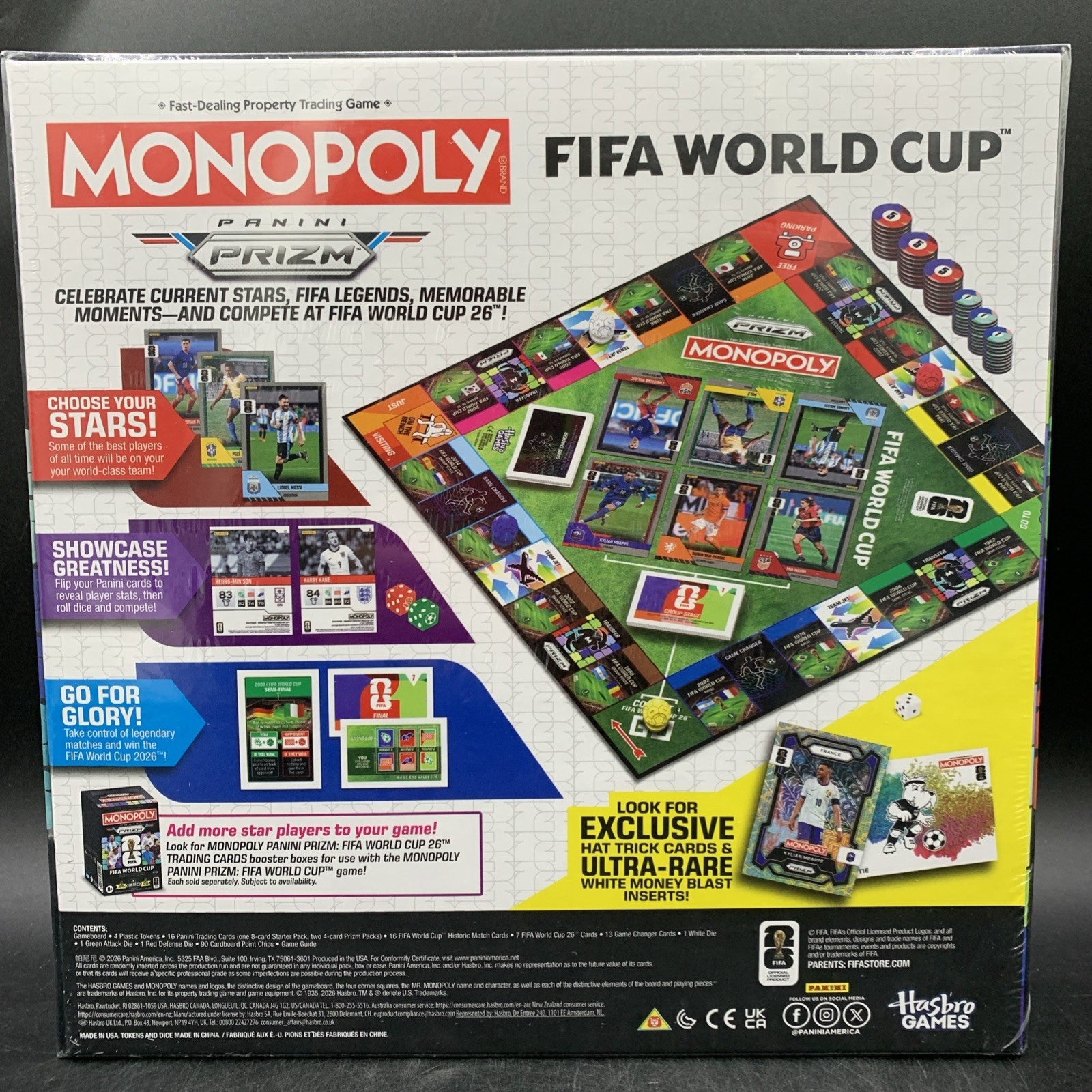 Monopoly Panini Prizm FIFA World Cup Board Game Includes 1 Starter & 2 Prizm Pk