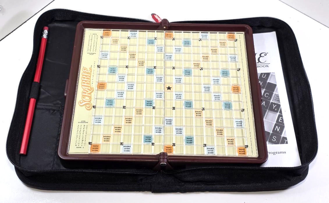 Scrabble Travel folio edition deluxe zippered carrying case. Complete