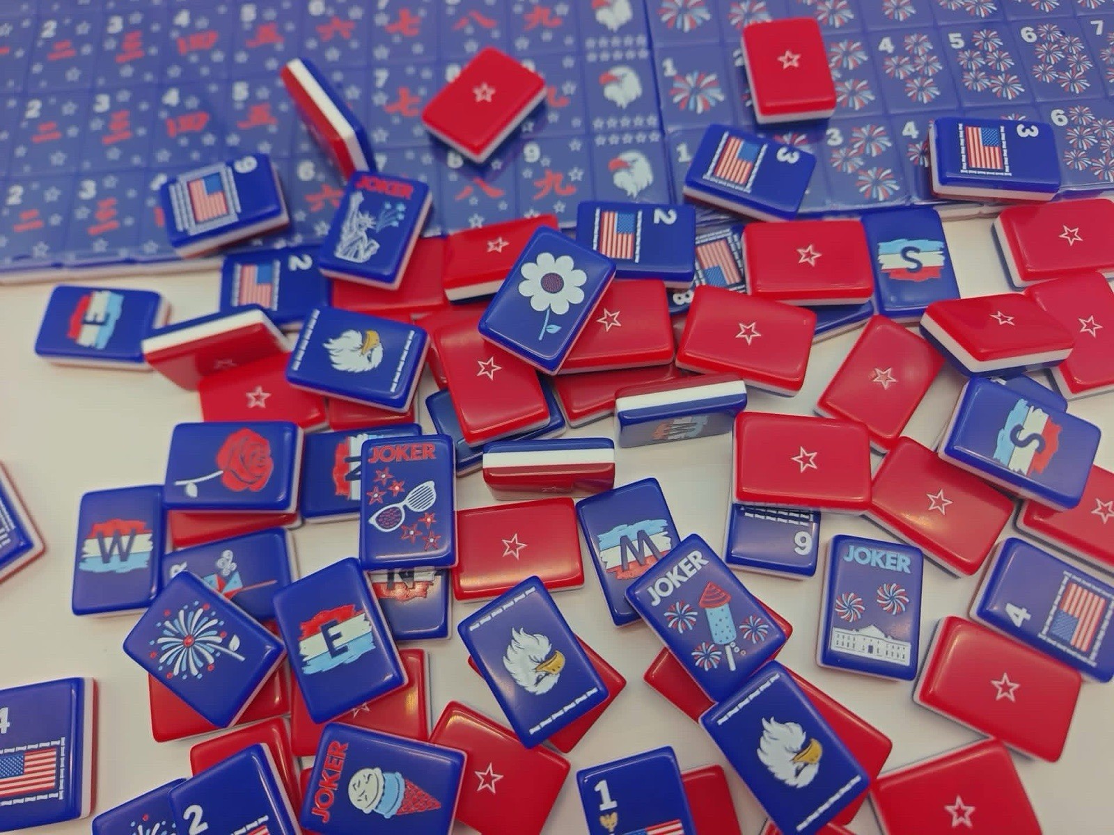 The Patriotic Line Inspired Red, White and Blue American Mahjong Tiles