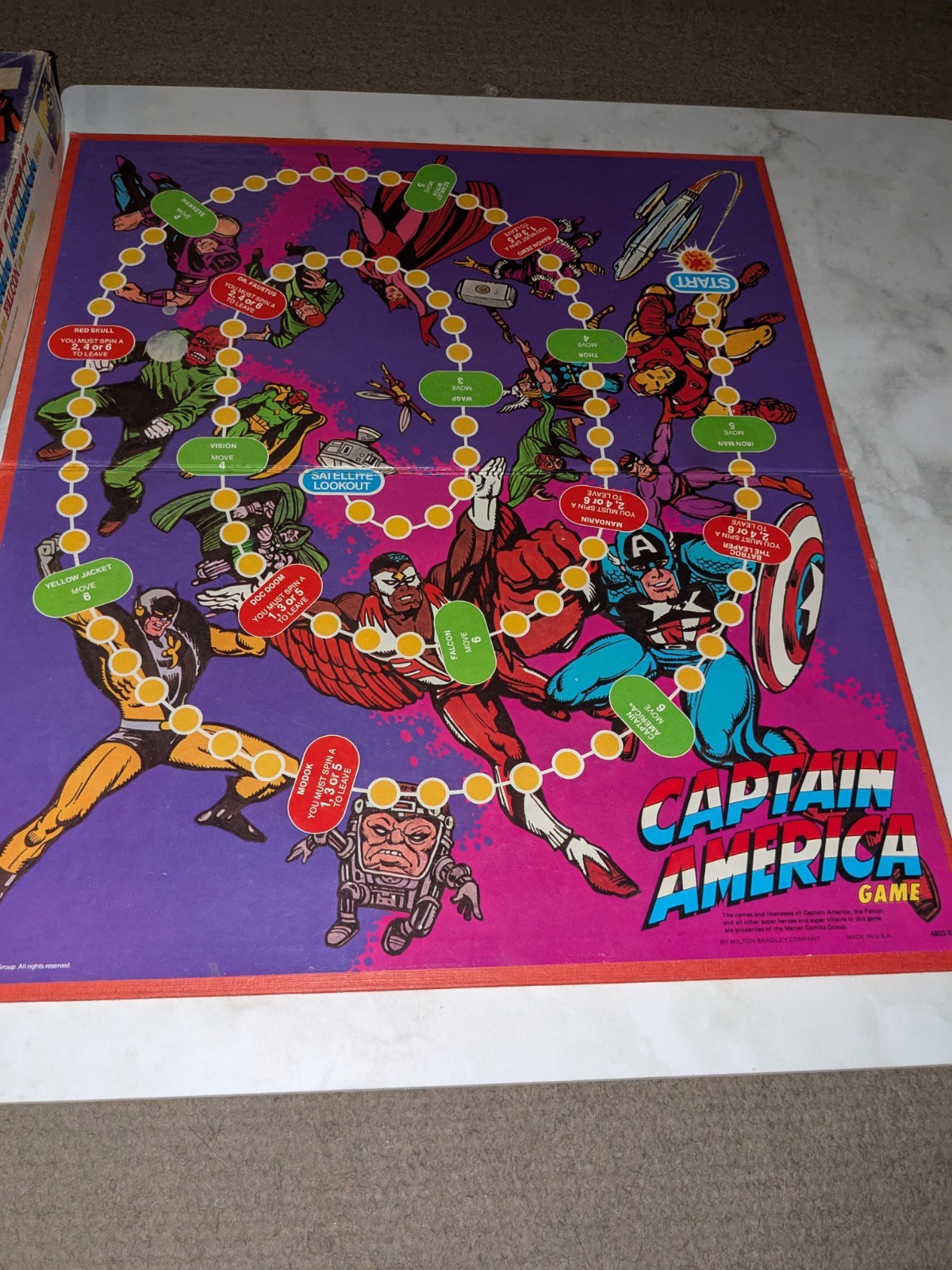 Captain America Board Game Vintage 1977 Milton Bradley Falcon Avengers Marvel