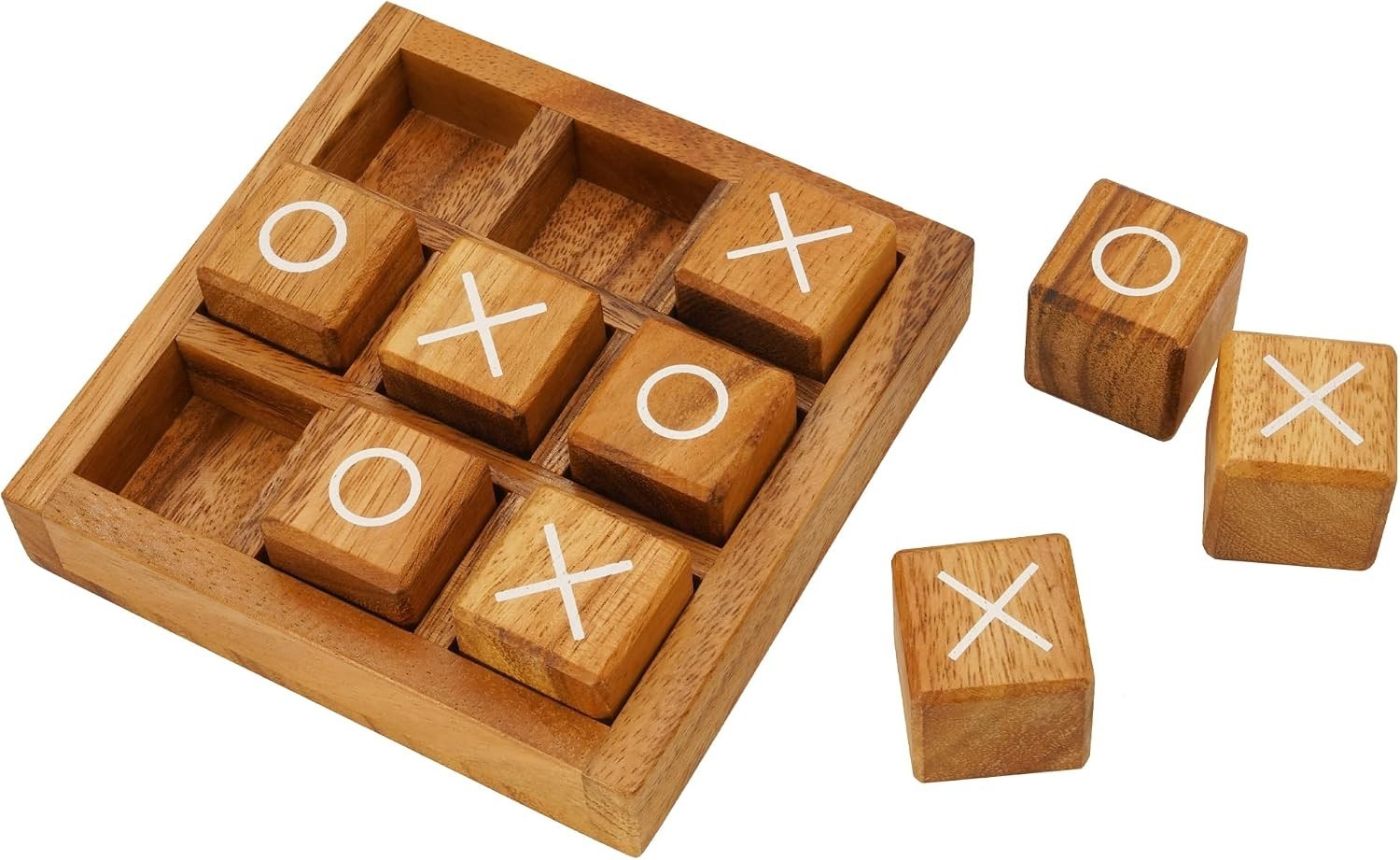 Rustic 5.5-Inch Wooden Tic Tac Toe – Family Game & Home Decor Centerpiece