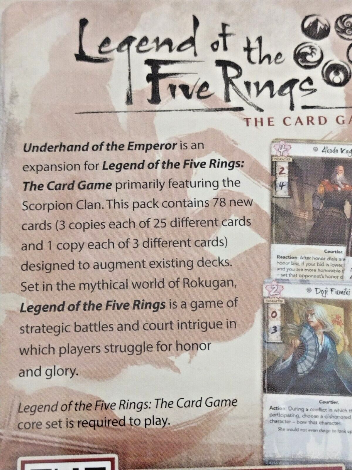 Card Game The Five Rings Living Underhand of the Emperor
