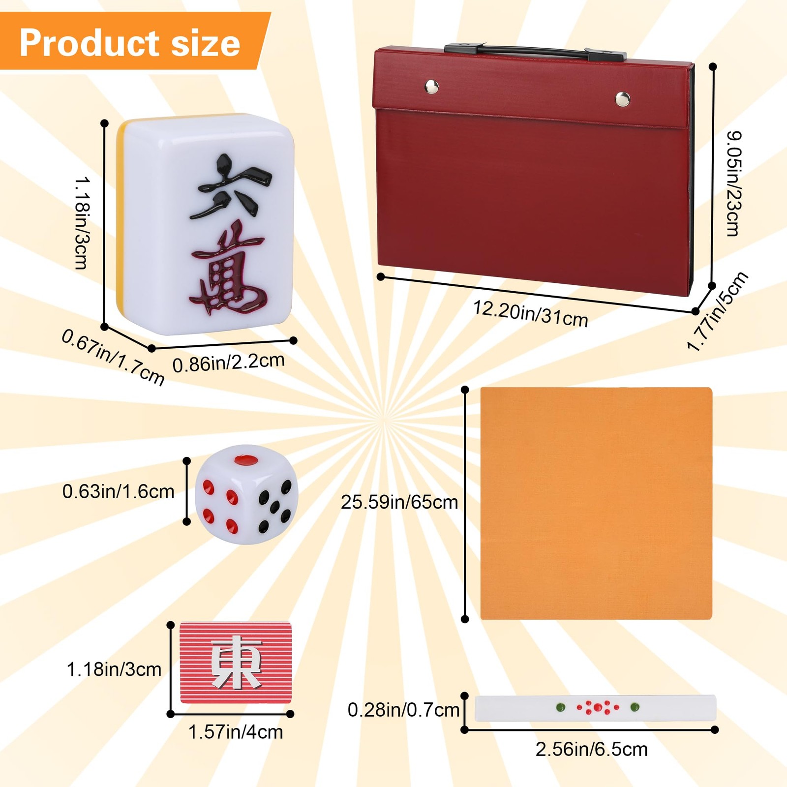 QYMZKA Japanese Riichi Mahjong Set, White and Yellow Tiles – with Red Box, Ea…
